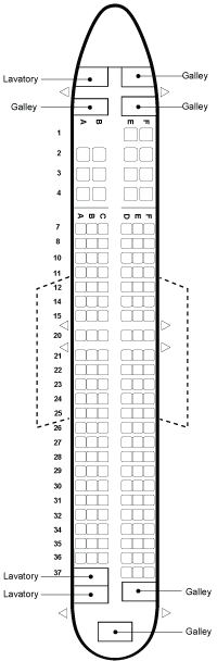 Boeing 737-800 14-141 configuration seat map