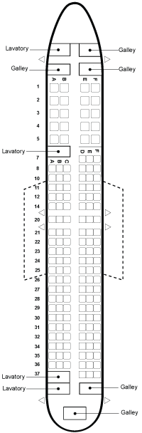 Boeing 737-800 20-132 configuration seat map