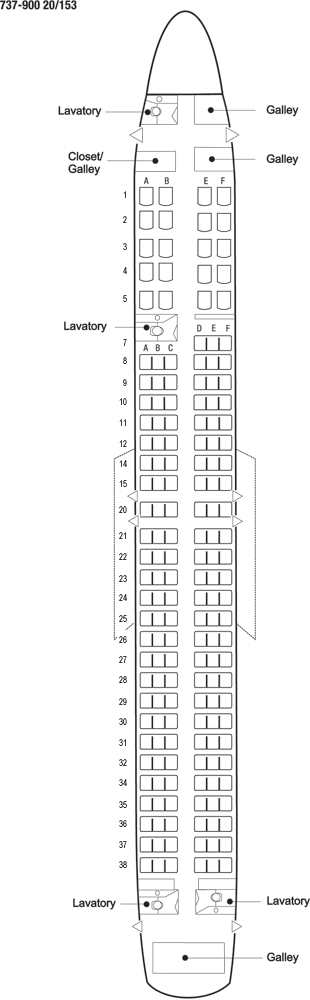 Boeing 737-900 seat map