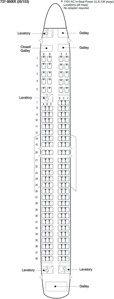 Boeing 737-900ER seat map